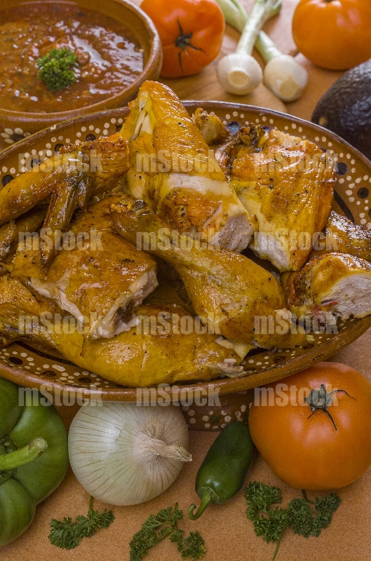 Pollo asado al carbón