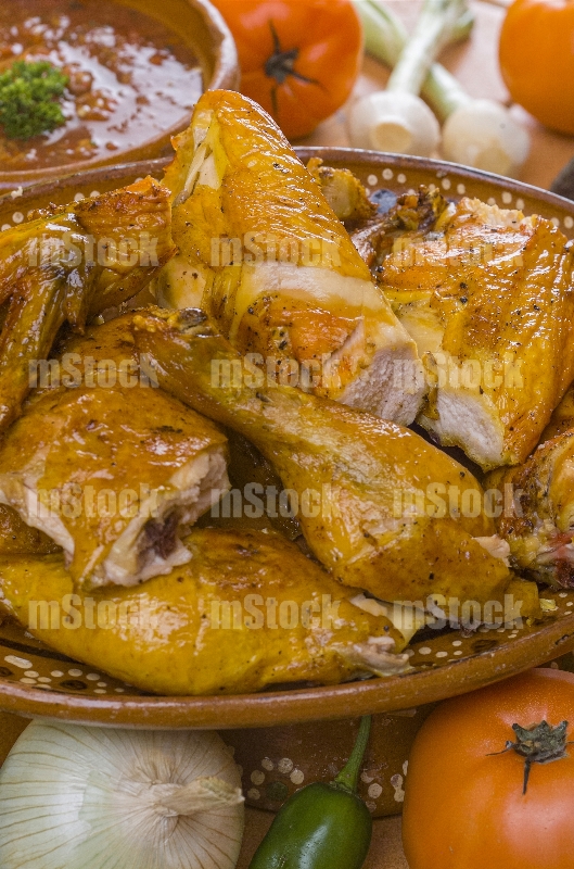 Piezas de pollo asado