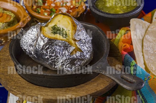 Papa Asada en comalito