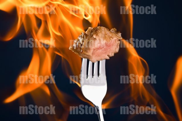 Tenedor con carne
