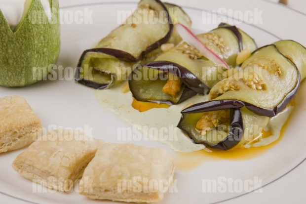 Rollos de Berenjena closeup