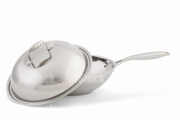 Wok de acero inoxidable con tapa
