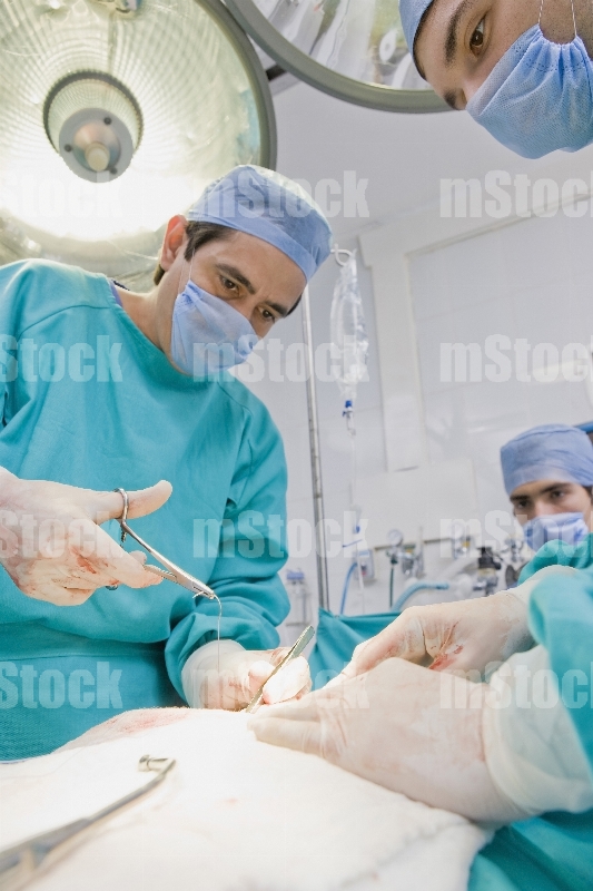 Cirujano Médico cosiendo en cirugia 1