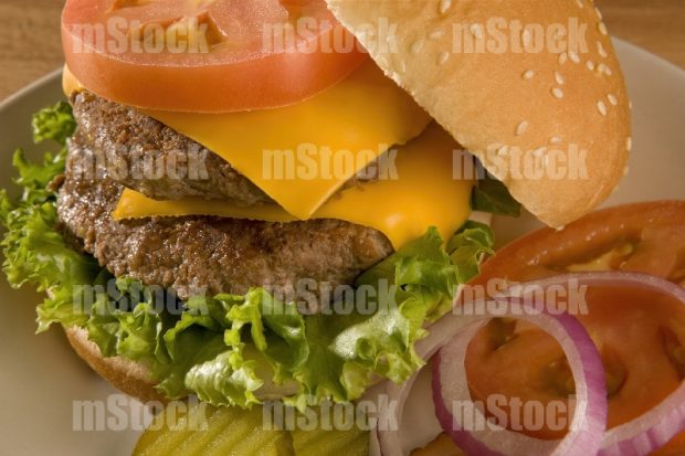Hamburguesa casera doble con verduras
