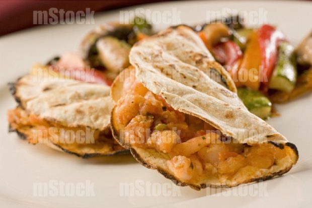 Tacos de camarón al natural