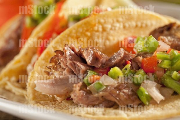Taco de carnitas en tortilla de maíz