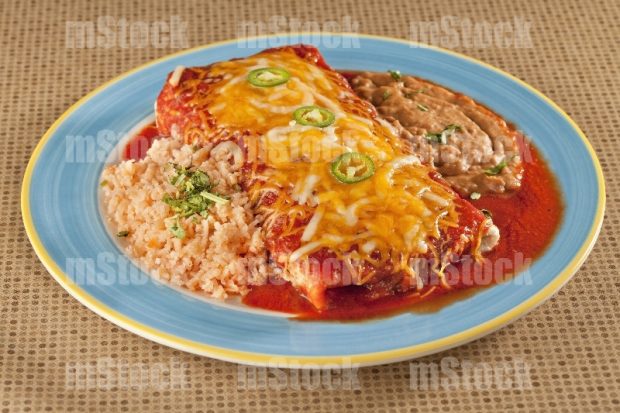 Burrito tex mex con arroz y frijoles