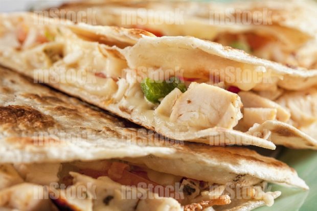 Quesadillas de pollo con verduras