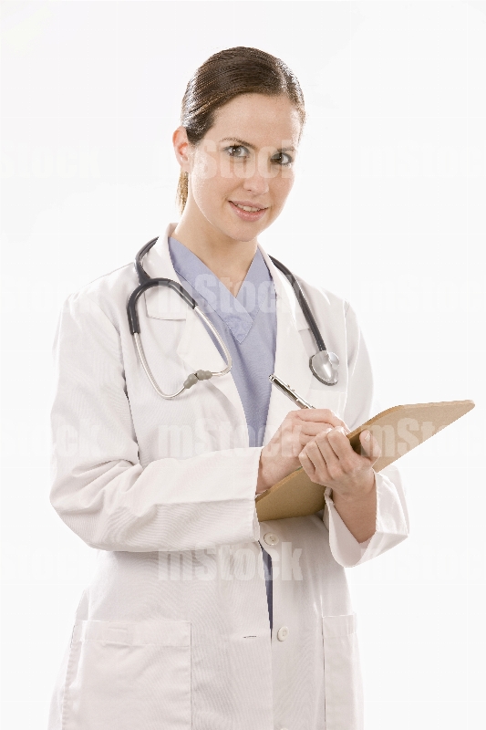 Doctora de Guardia en bata blanca