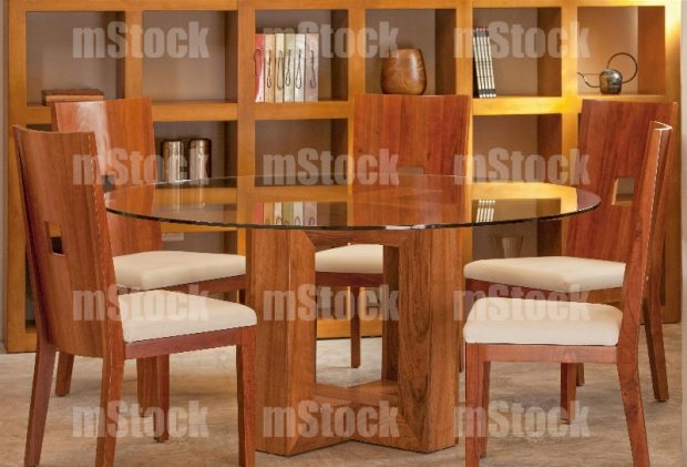 Mesa de comedor de vidrio redondo