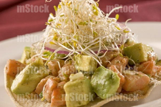Tostada de Ceviche de Salmón y aguacate