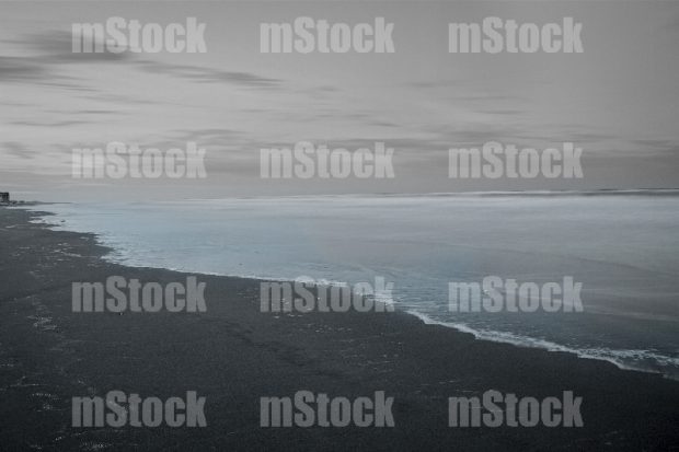 Vista del mar en blanco y negro