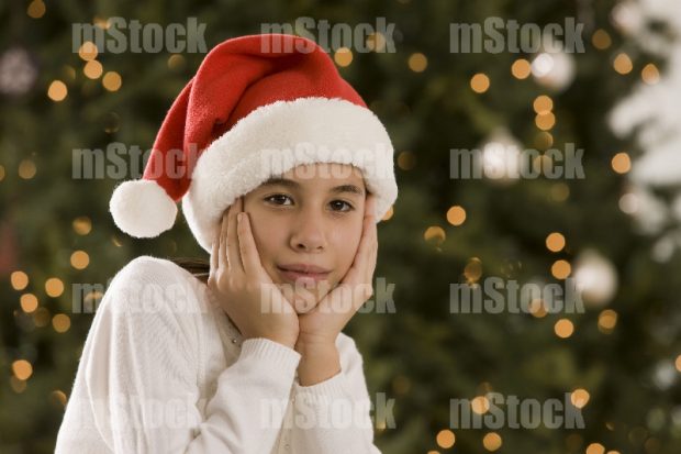 Retrato navideño de Niña