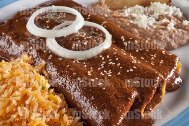 Enmoladas de Pollo con arroz