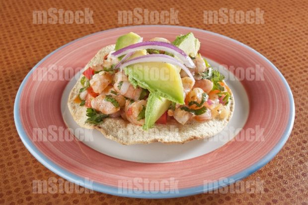 Tostada de Ceviche de Camarón