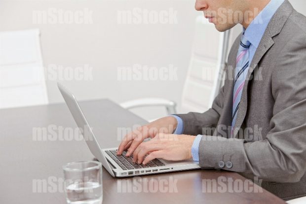 Ejecutivo trabajando en Laptop